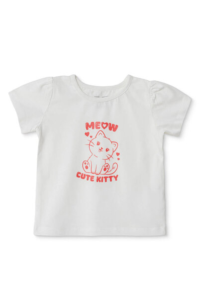 ebebek Hello Baby HelloBaby Kız Bebek Tişört Hayvan Baskılı Bisiklet Yaka Kıs...