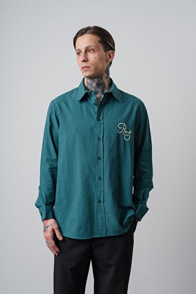 Respire Cămașă pentru bărbați cu mânecă lungă brodată in supradimensionat Eme...