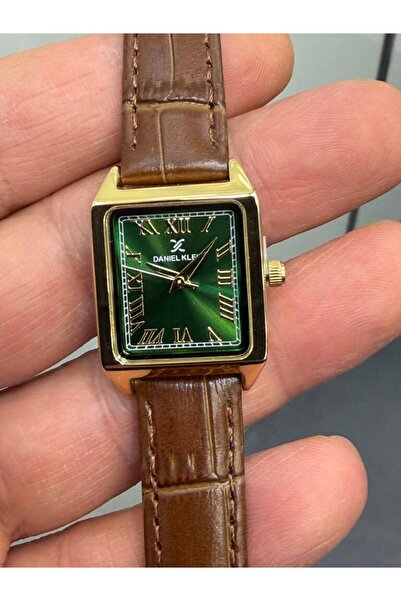 Daniel Klein Dkf.2315A New Trend Gold Color Case Brown Leather Strap Green Di...