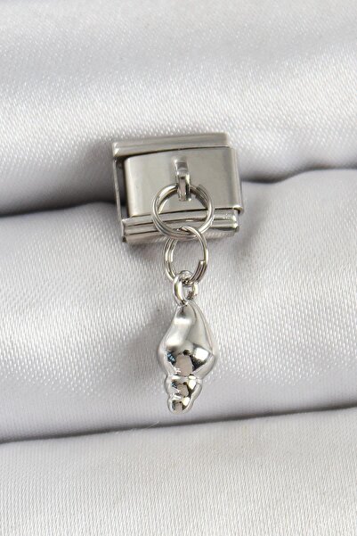 Inure Jewelry 316L Steel Dangle Seashell Model Silver Color Nomination Charm