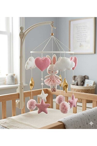 FN Ay Yıldız Temalı Keçe Bebek Beşik Dönencesi Beşik Süsü Montessori