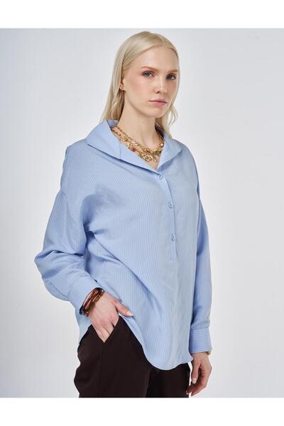 Kayra Comfortable Cut Modal Tunic Light Aviator Blue