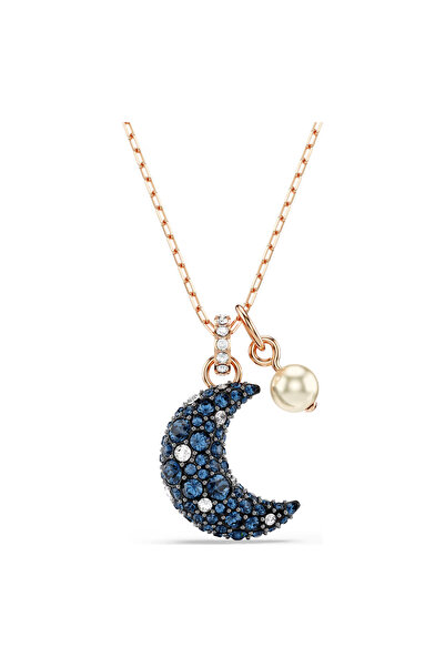 Swaroski Sublima pendant, pearl, moon, gradient colors, rose gold plated.