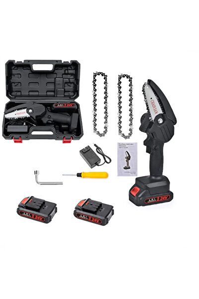 arwil Mini chainsaw, cordless, 4 inch blade, portable, with 2 batteries + 2 c...