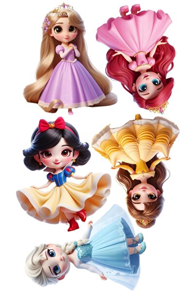 Online 10x15 cm boyutlarında 3’lü Prenses(Elsa,Anna vb) sticker set