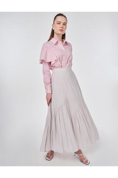 KYR Asymmetrical Cut Modal Skirt Light Gray