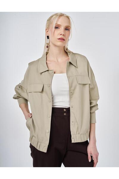 Kayra Jachetă Kapak cu buzunare din Lyocell, verde mucegai