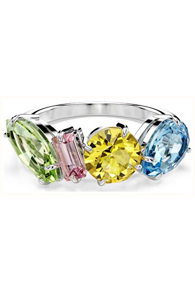 Swaroski Gema Ring Multicoloured Crystals Rhodium Size 6