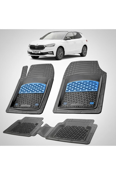 TEAMCAR Πατάκια δαπέδου Skoda Fabia IV Συμβατά Hatchback 2021+ | Μπλε