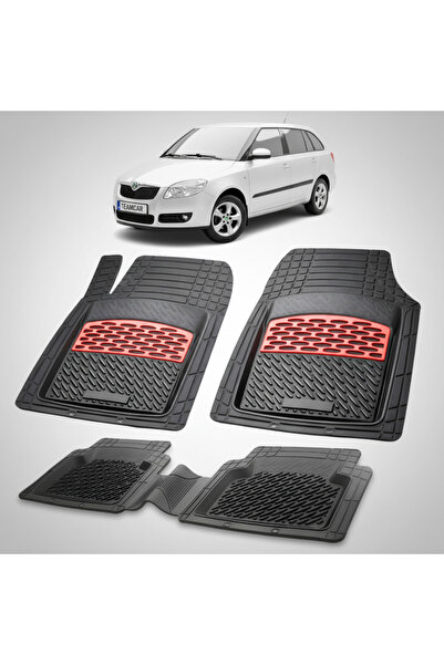 TEAMCAR Συμβατά πατάκια δαπέδου Skoda Fabia II 2007-2014 | Κόκκινα
