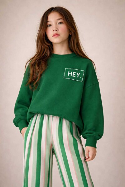 CHİCKİDSWEAR Kız Cocuk Günlük Takım Bol Paça - Trend Baskıl 2'li Set