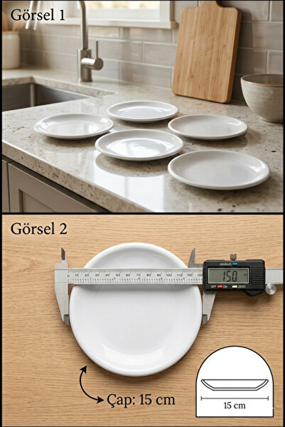 BİODATA Melamin Tatlı Tabağı 15 cm Beyaz 12 Adet | Cafe & Restoran Servis Tab...