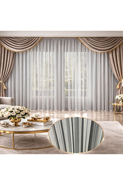HANEDİZAYN MAKARNA GÜMÜŞ MODEL TÜL PERDE ÜTÜ İSTEMEZ 1/3 SIK PİLE KALİTELİ Dİ...
