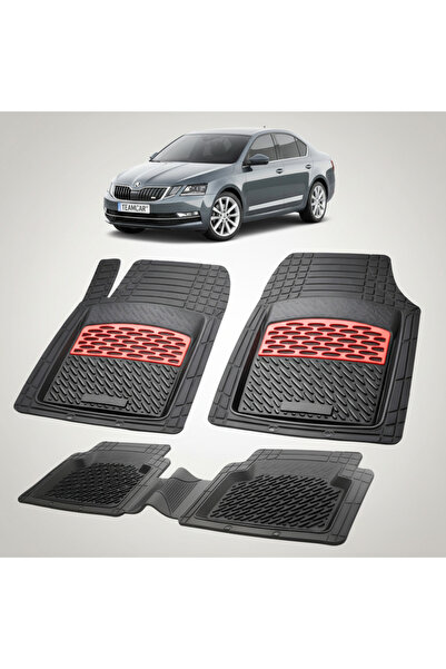TEAMCAR Πατάκια δαπέδου συμβατά με Skoda Octavia III Sedan 2013-2020 | Κόκκινα