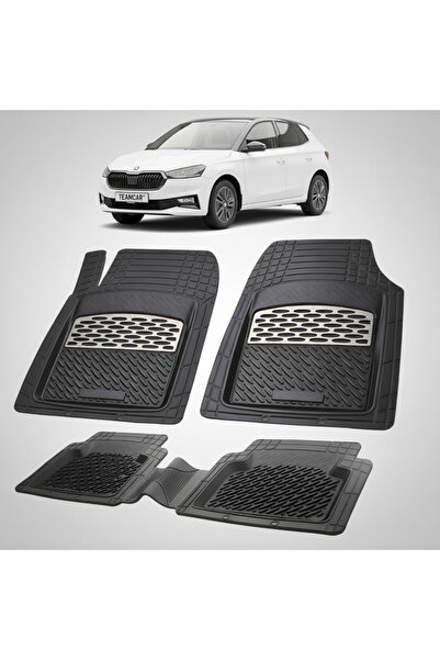 TEAMCAR Πατάκια δαπέδου Skoda Fabia IV Συμβατά Hatchback 2021+ | Ασημί