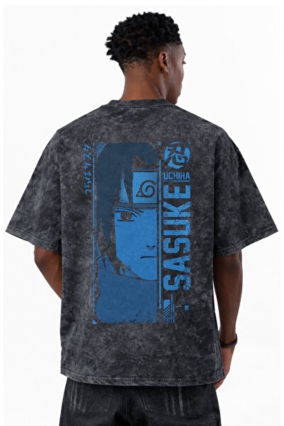 SEVBANO Tricou unisex supradimensionat cu imprimeu cu personaje anime Sasuke ...