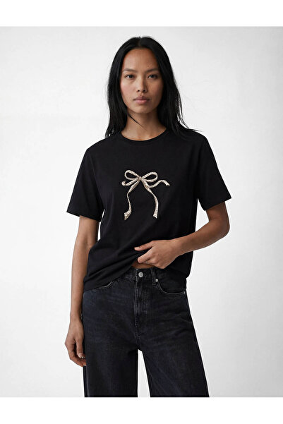 Koton imprimeu leopard Fiyonk cu imprimeu Femei Negru tricou 6SAK50064EK