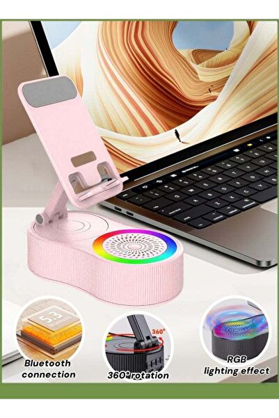 Generic Phone Holder With Wireless Bt Speaker,360 Rotatable Cell Phone Stand,...