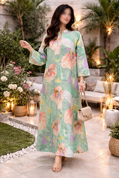 THOGUE Long women's jalabiya decorated with a Floral Print