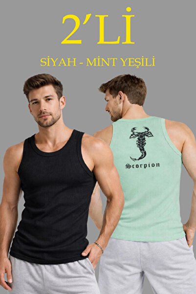 FREEDOM STOREE Men's Sports Slimfit Ribbed Camisole with Back Print, Set of 2...