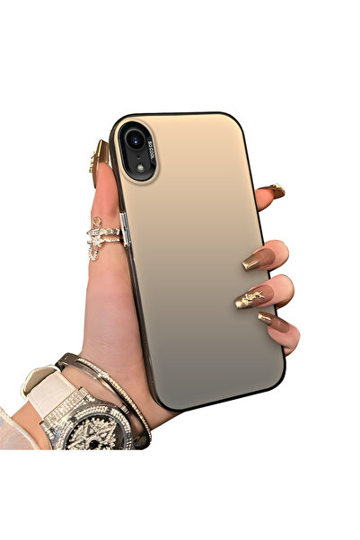 ucuc iPhone XR Uyumlu Sert Akrilik Arka Silikon Kenar Lens Koruma Kılıf