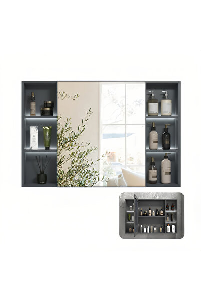 Generic 80cm Bathroom Mirror Cabinet with Storage Space, Wall-Mounted Vanity ...