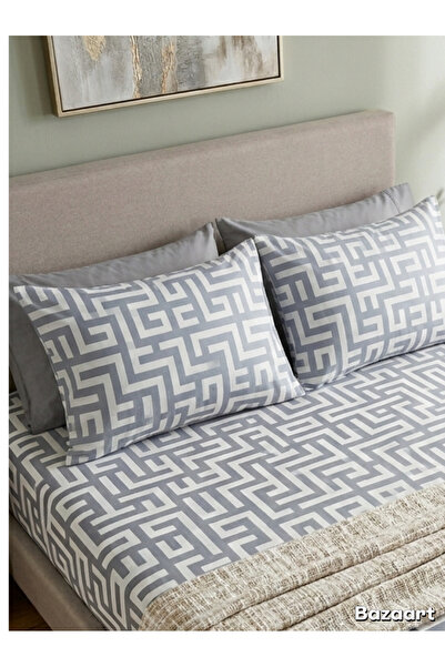 carwen home tekstil Ranfors Cotton Lu 2 Piece Pillowcases Gray Labyrinth