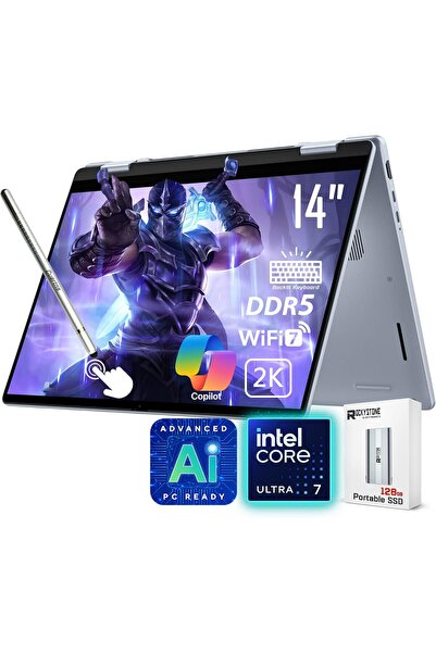 Dell لابتوب 14 بلس 2 في 1 جاهز للذكاء الاصطناعي، شاشة لمس 14 بوصة بدقة 2K، مع...