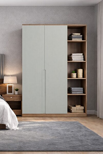 MOBİLİQUE Nova No.1 İki Kapaklı 6Raflı Gardırop Çam-Vizon