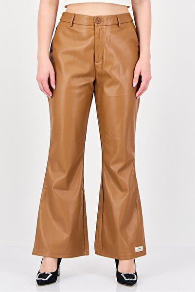 The Giving Movement Women Regular Fit Solid Flare Pants, Brown