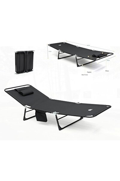 Multi Home Furniture Afifa Furniture Black Folding Camping Bed for Outdoor Us...