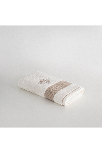 Ecocotton Mihra Hand and Face Towel 100% Organic Cotton Embroidered Cream 50X...