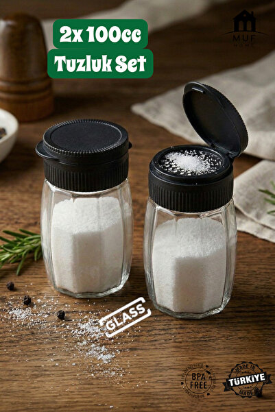 MUF HOME طقم من قطعتين من وعاء التوابل الزجاجي متعدد الأضلاع عالي الجودة - وع...