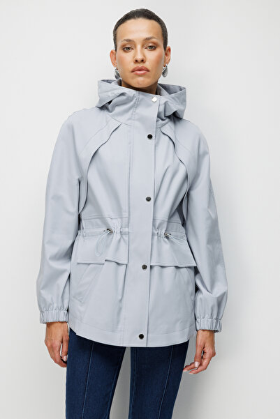 Ekol Beli Lastikli Kapüşonlu Trençkot