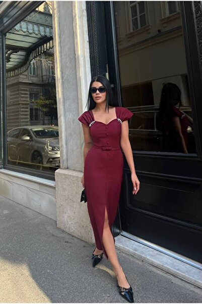 MODA DURAĞI TAŞ İŞLEMELİ YIRTMAÇLI MİDİ BOY ABİYE, DAVET , NİKAH VE MEZUNİYET...