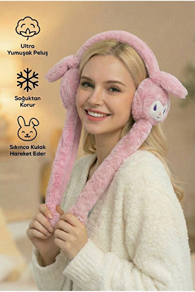 MUJGAN Hareketli Tavşan Kulaklı Peluş Kulaklık