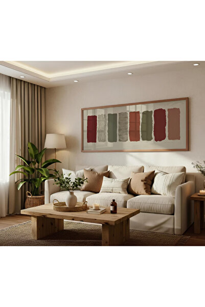 woodhomeworks Tek Parça Gerçek Ahşap Yatay Panorama Çerçeveli Tablo renkler v...