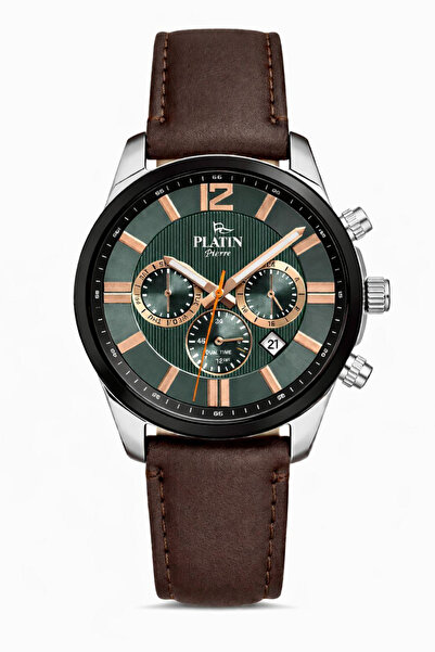 Platin Pierre ساعة يد رجالية HDS-PL-1216GB-J10 جلد كوردون فونكشنز أكتيف