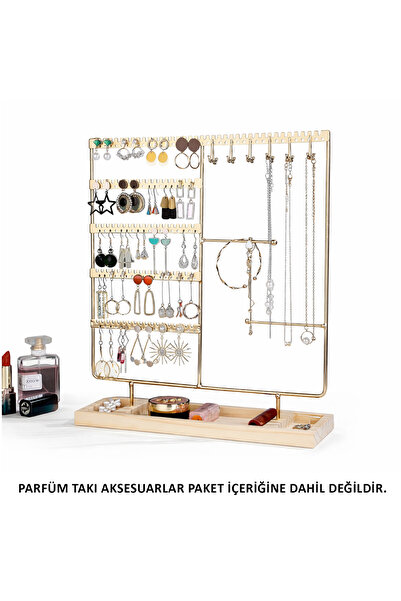 Microcase Ahşap Tabanlı Masaüstü Kolye Küpe Bileklik Takı Aksesuar Organizer ...