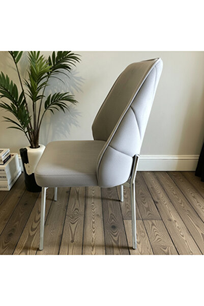 MSY HOME 6 Kişilik Nova White Krom Ayaklı Silinebir Kumaş Modern Ve Şık Sanda...