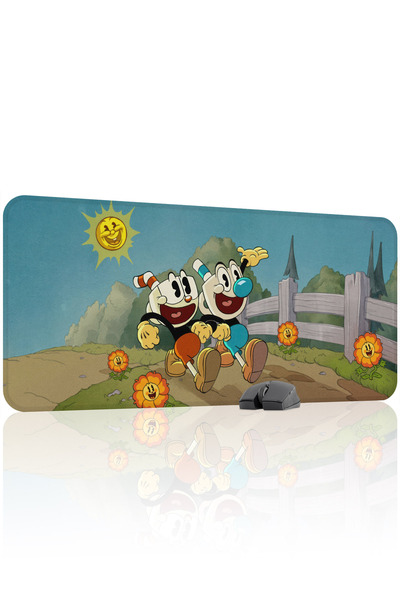 mousepad bastir لوحة ماوس الألعاب المطاطية Cuphead مانع للانزلاق Dikişli V4 -...