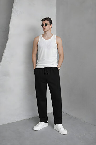 YAKAMEL Men's Comfortable Fit Stretchy Fabric Waist-Tie Baggy Pants