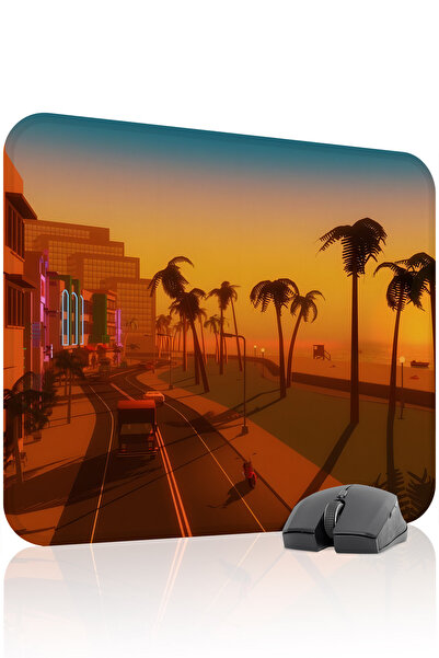 mousepad bastir لوحة ماوس الألعاب المطاطية المخيطة GTA Vice City مانع للانزلا...