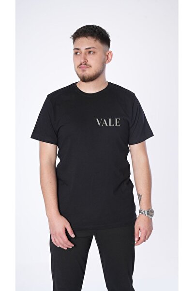 NETTOİŞ Cotton Reflective Vale T-Shirt with Logo Reflector Printed Black T-Shirt