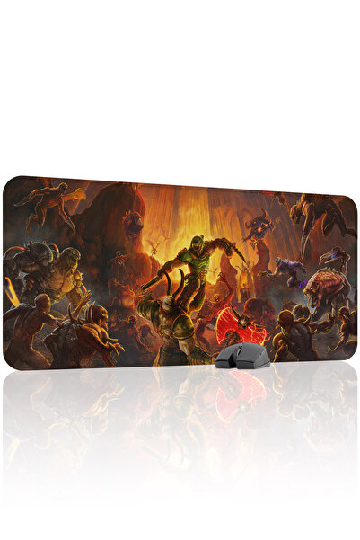 mousepad bastir DOOM Kaymaz Dikişli Kauçuk Oyuncu Mousepad V2 - 90x40 XXL Gam...