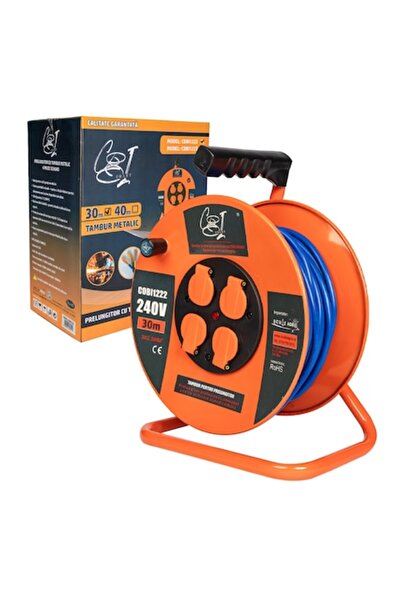 COBI SMART® Cablu prelungitor metalic pentru tambur 30 m cu 4 prize Schuko