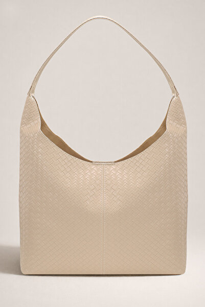 Housebags Örgülü Krem Shopper Vintage Çanta 284