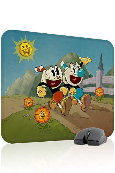 mousepad bastir لوحة ماوس الألعاب المطاطية Cuphead مانع للانزلاق Dikişli V4 -...