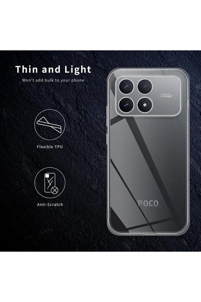 Deppo Trend Poco F8 Pro Compatible Camera Protected Case Impact Prioritizing Transparent Sheer Stretchy Silicone Cover