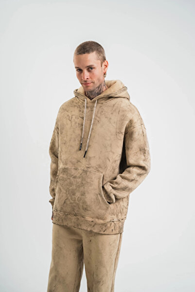 Denzy Hanorac cu glugă dublă supradimensionată, lavabil - Bej -